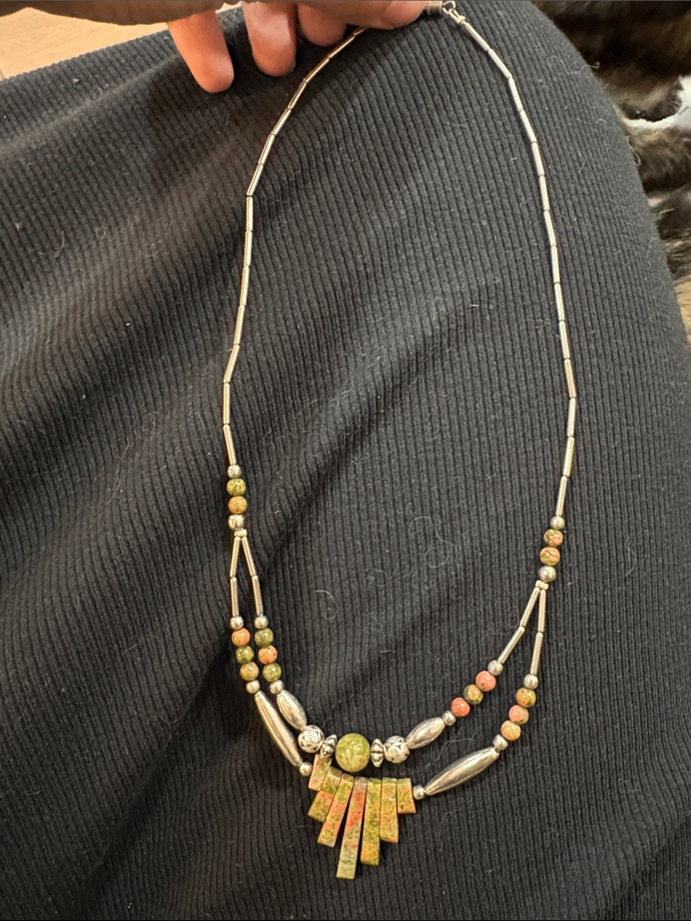 18-Southwest 925 Sterling Silver W/Mixed Metals Unakite Jasper Beaded